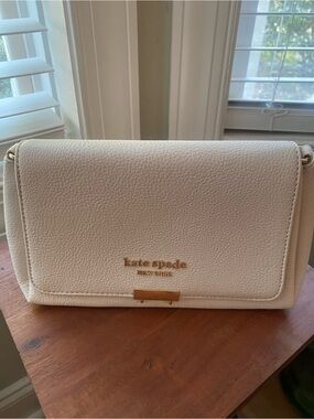 kate spade White Pebbled Leather Crossbody with Gold Hardware